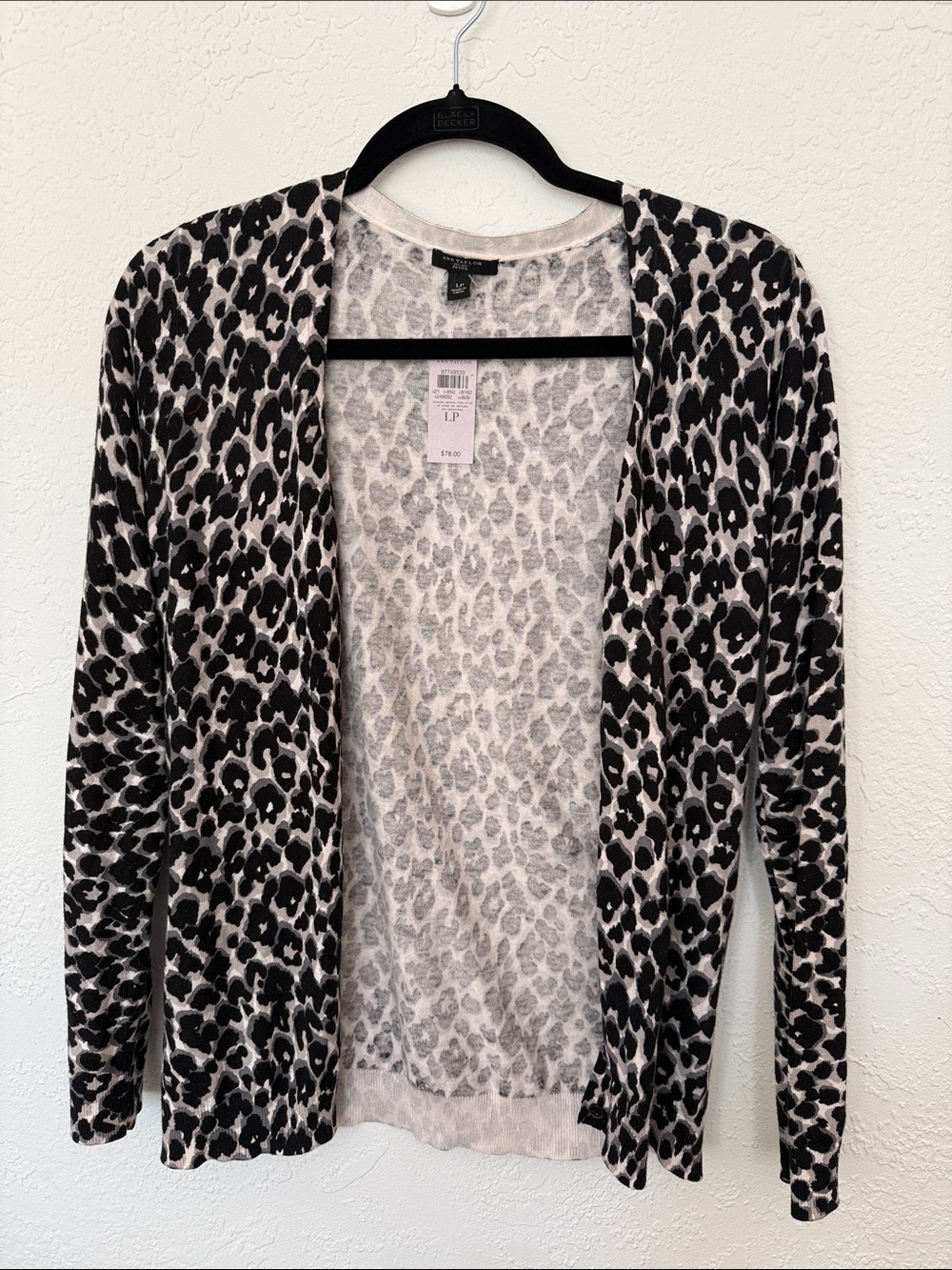 Leopard Print Cardigan Sweater - Black & Cream